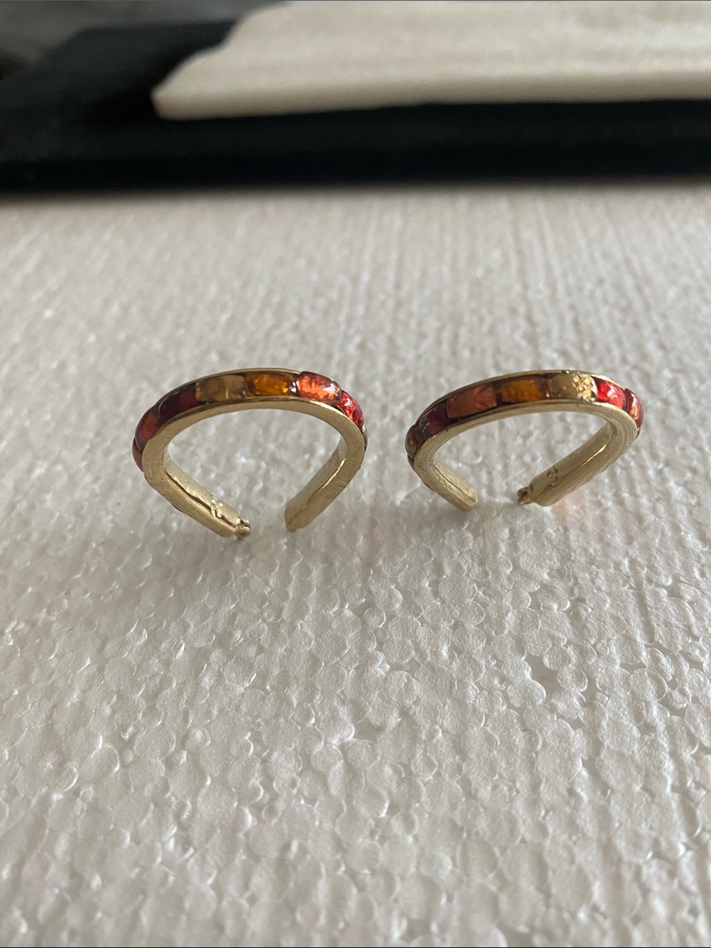 LC Lauren Conrad Gold-Tone Hoop Ear Cuffs with Red & Orange Inlay